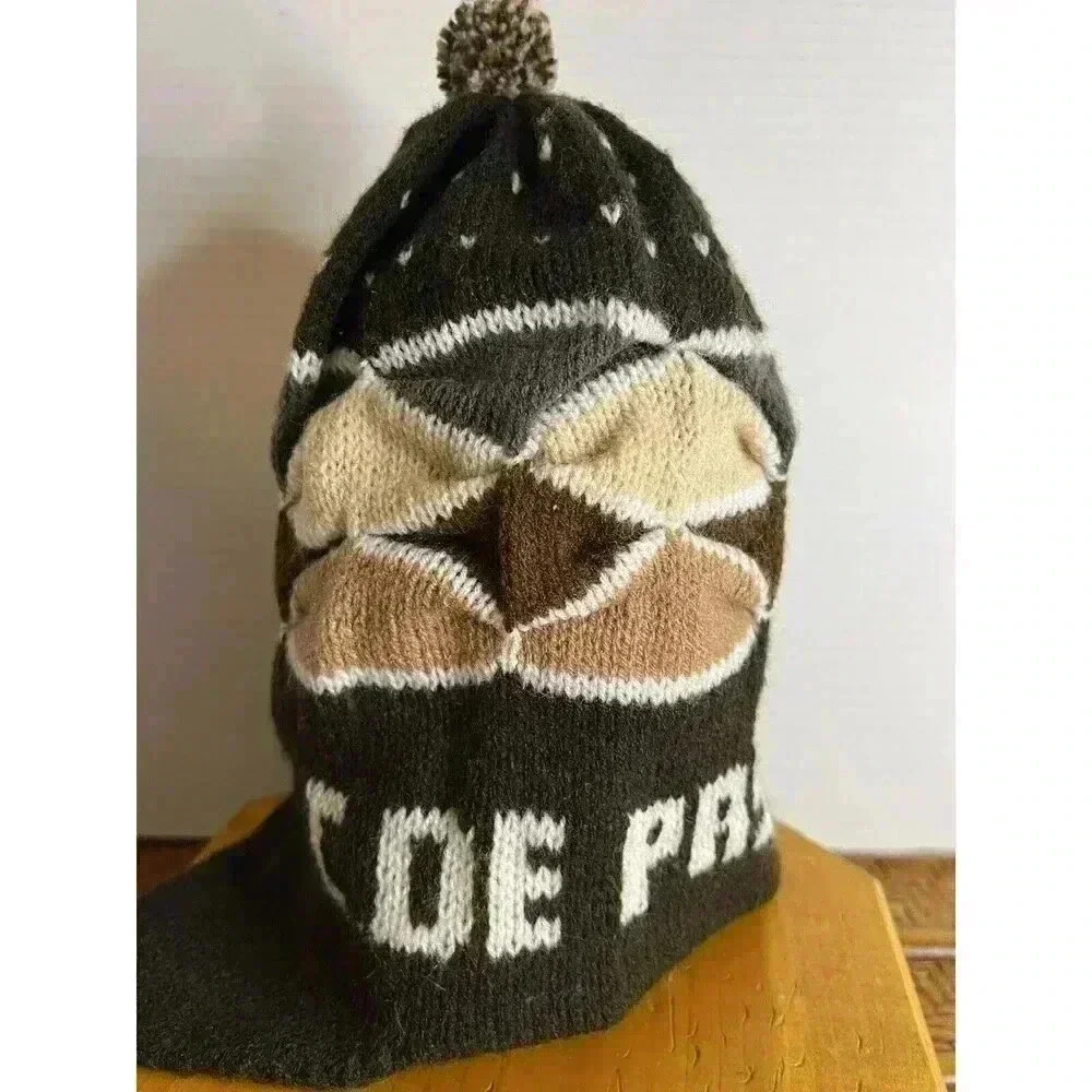 Peruvian Handmade Alpaca Wool Chullo Hat Cde‎ Pasco Earflap Winter Cap-Tan&Cream